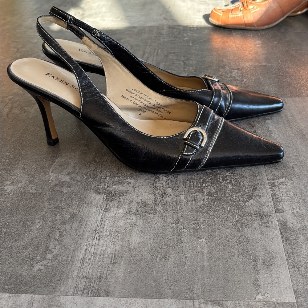 Karen Scott Black Leather Slingback Shoes